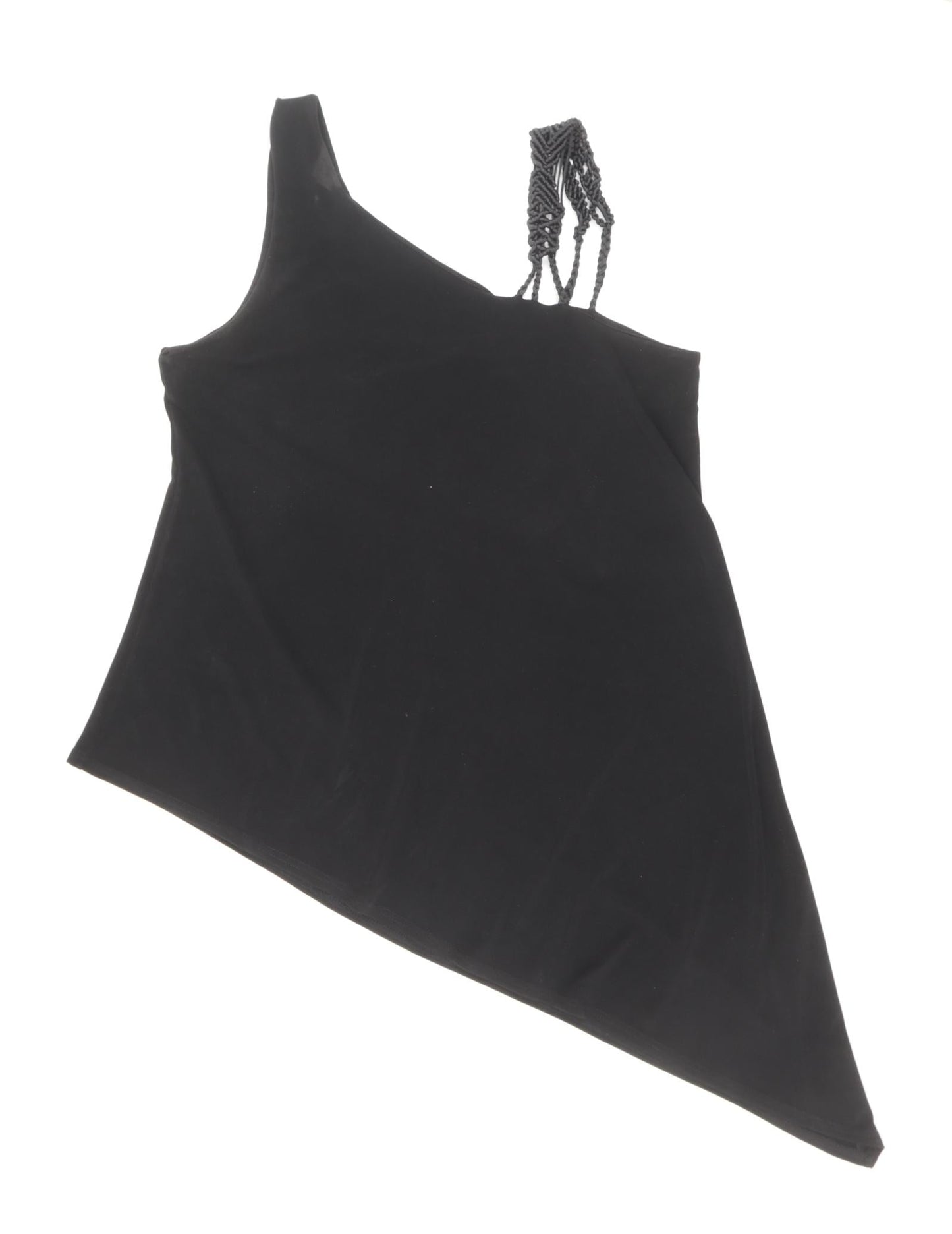 Debenhams Womens Black Polyester Basic Tank Size 10 Square Neck