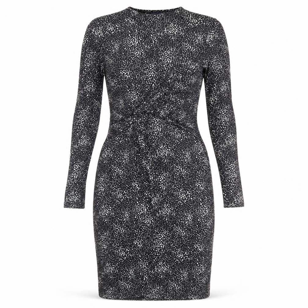 Marks & Spencer Womens Black Animal Print Viscose Bodycon Size 12 Round Neck Pullover