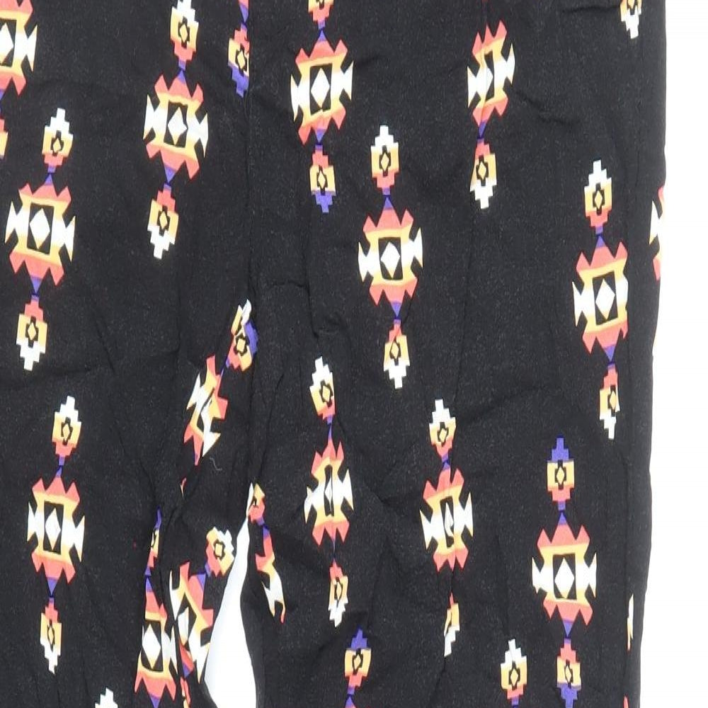 Forever Womens Black Geometric Viscose Harem Trousers Size M Regular Zip