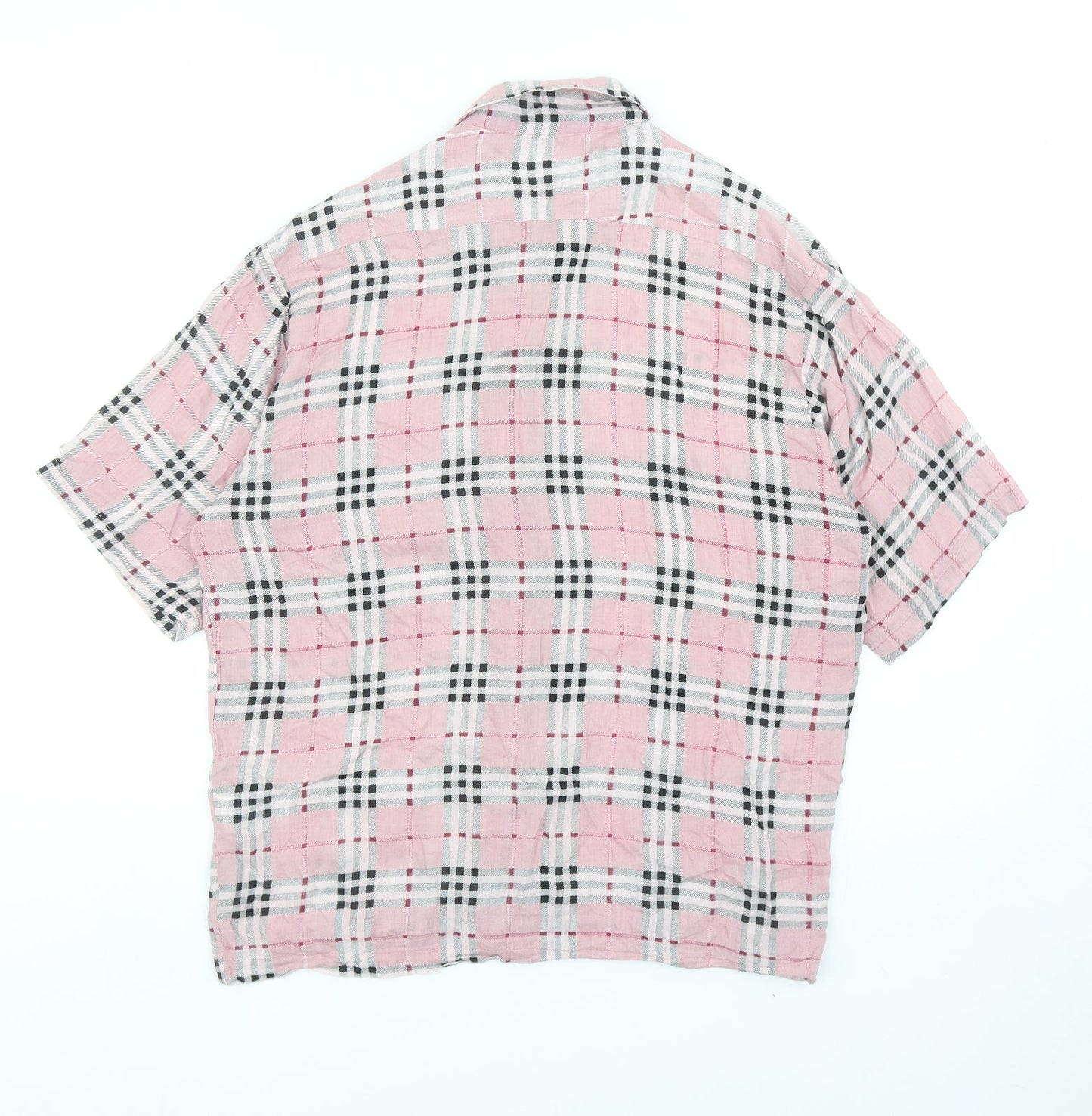Motel Womens Pink Geometric Viscose Basic Button-Up Size S V-Neck