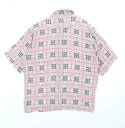 Motel Rocks Womens Pink Geometric Viscose Basic Button-Up Size S V-Neck