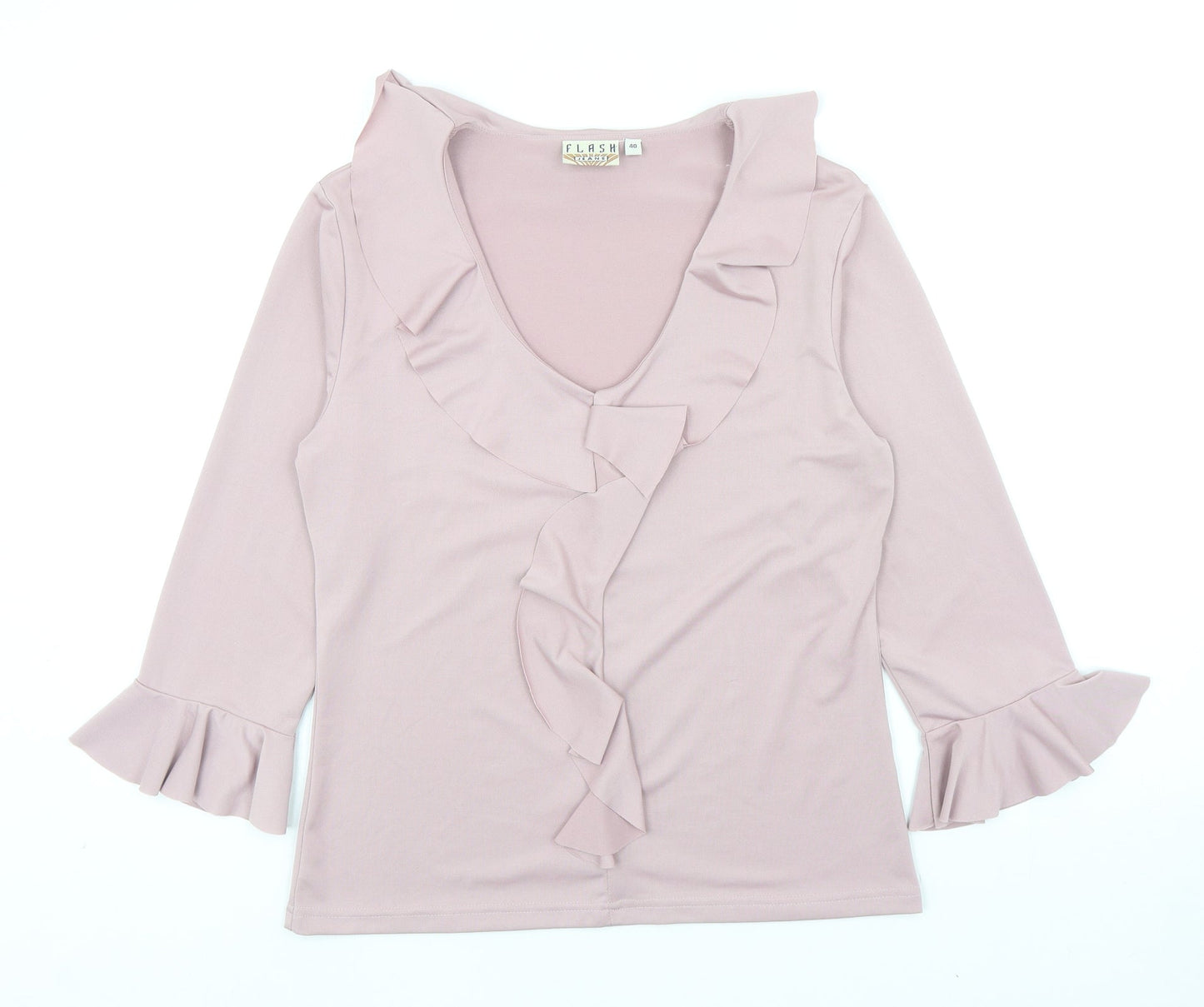 Flash Jeans Womens Pink Polyester Basic T-Shirt Size 12 Round Neck