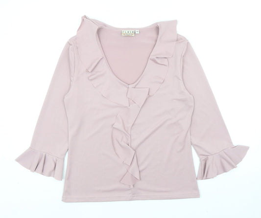 Flash Jeans Womens Pink Polyester Basic T-Shirt Size 12 Round Neck