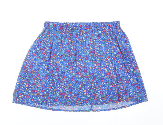 Lefties Womens Blue Floral Viscose Mini Skirt Size S