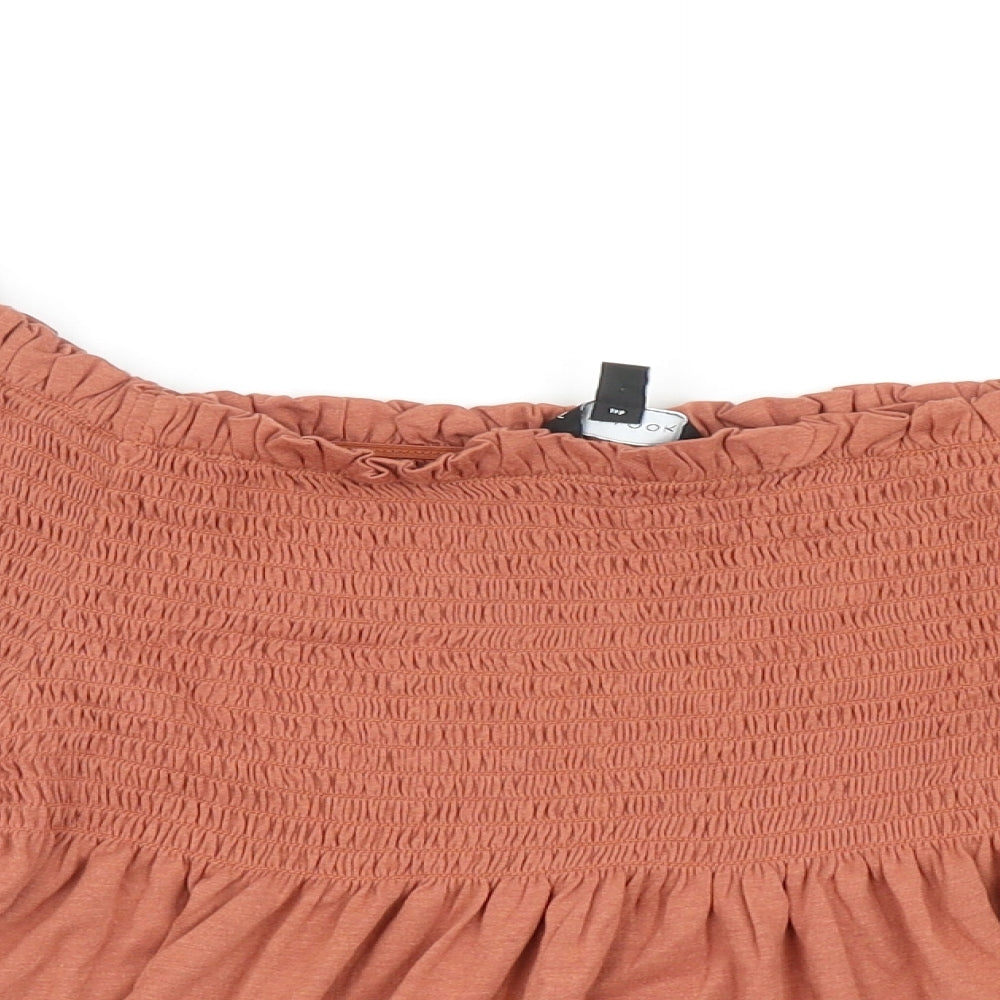 New Look Womens Orange Cotton Basic Tank Size 14 Off the Shoulder - Shirred