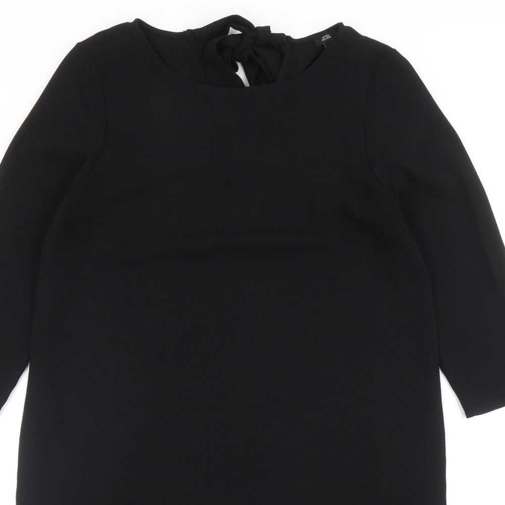 River Island Womens Black Polyester Shift Size 12 Round Neck Tie