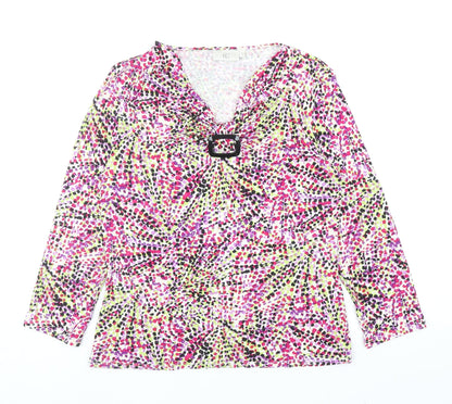 Country Casuals Womens Multicoloured Geometric Viscose Basic Blouse Size S V-Neck