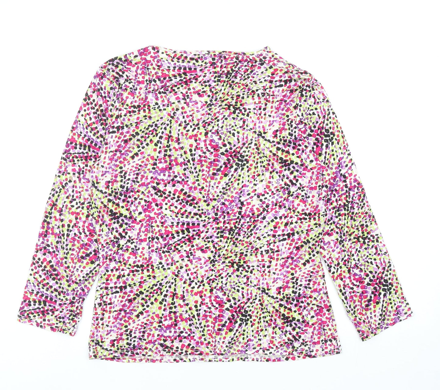 CC Womens Multicoloured Geometric Viscose Basic Blouse Size S V-Neck