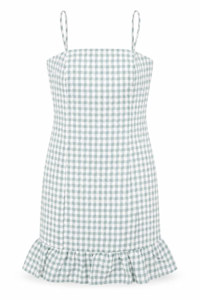 Missguided Womens Blue Check Polyester Bodycon Size 6 Square Neck Zip