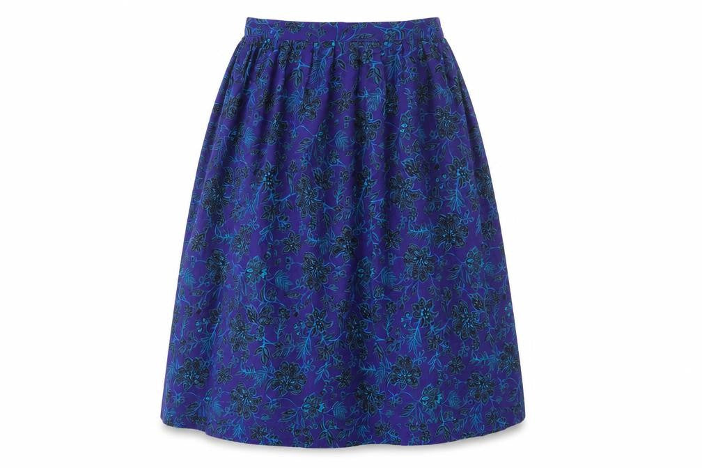 Leslie Fay Womens Blue Geometric Viscose Flare Skirt Size 12 Zip