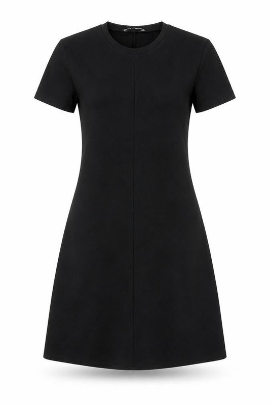Zara Womens Black Viscose T-Shirt Dress Size S Crew Neck Pullover