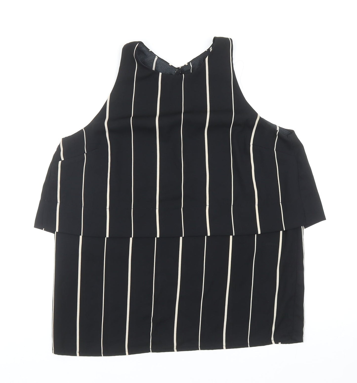Atmosphere Womens Black Striped Polyester Basic Blouse Size 10 Round Neck