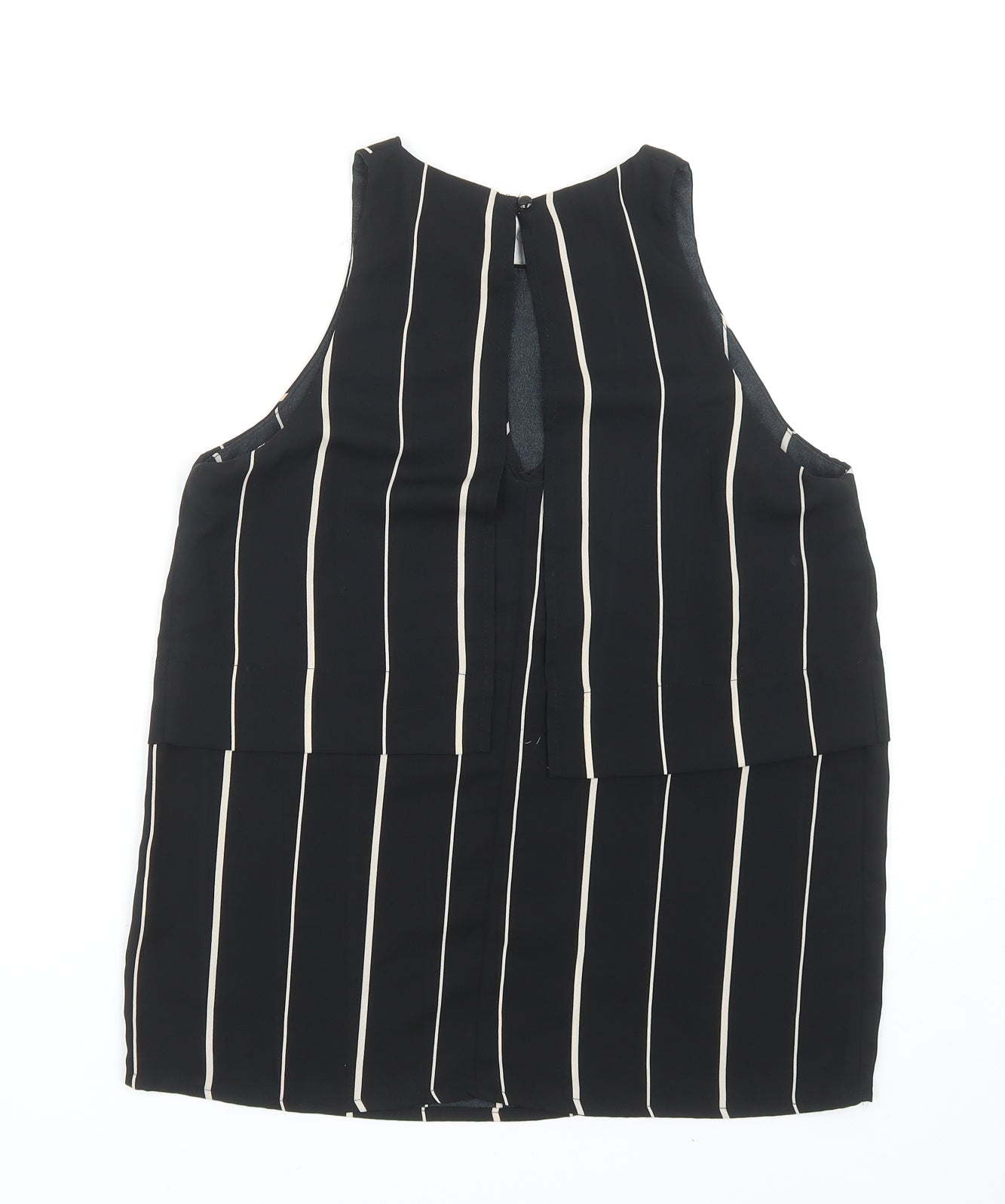 Atmosphere Womens Black Striped Polyester Basic Blouse Size 10 Round Neck