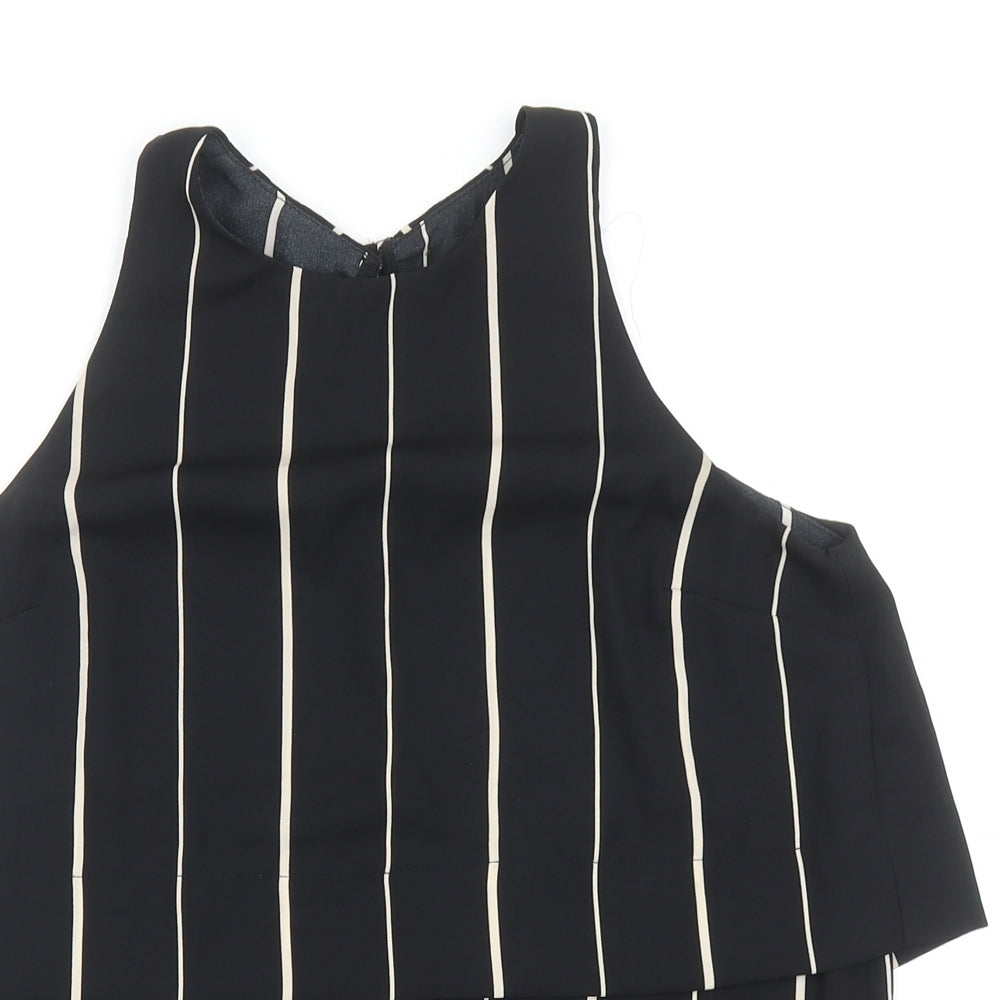Atmosphere Womens Black Striped Polyester Basic Blouse Size 10 Round Neck