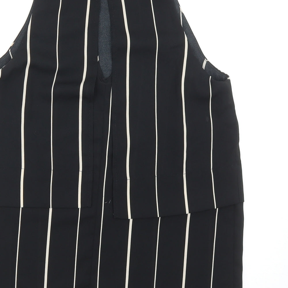 Atmosphere Womens Black Striped Polyester Basic Blouse Size 10 Round Neck