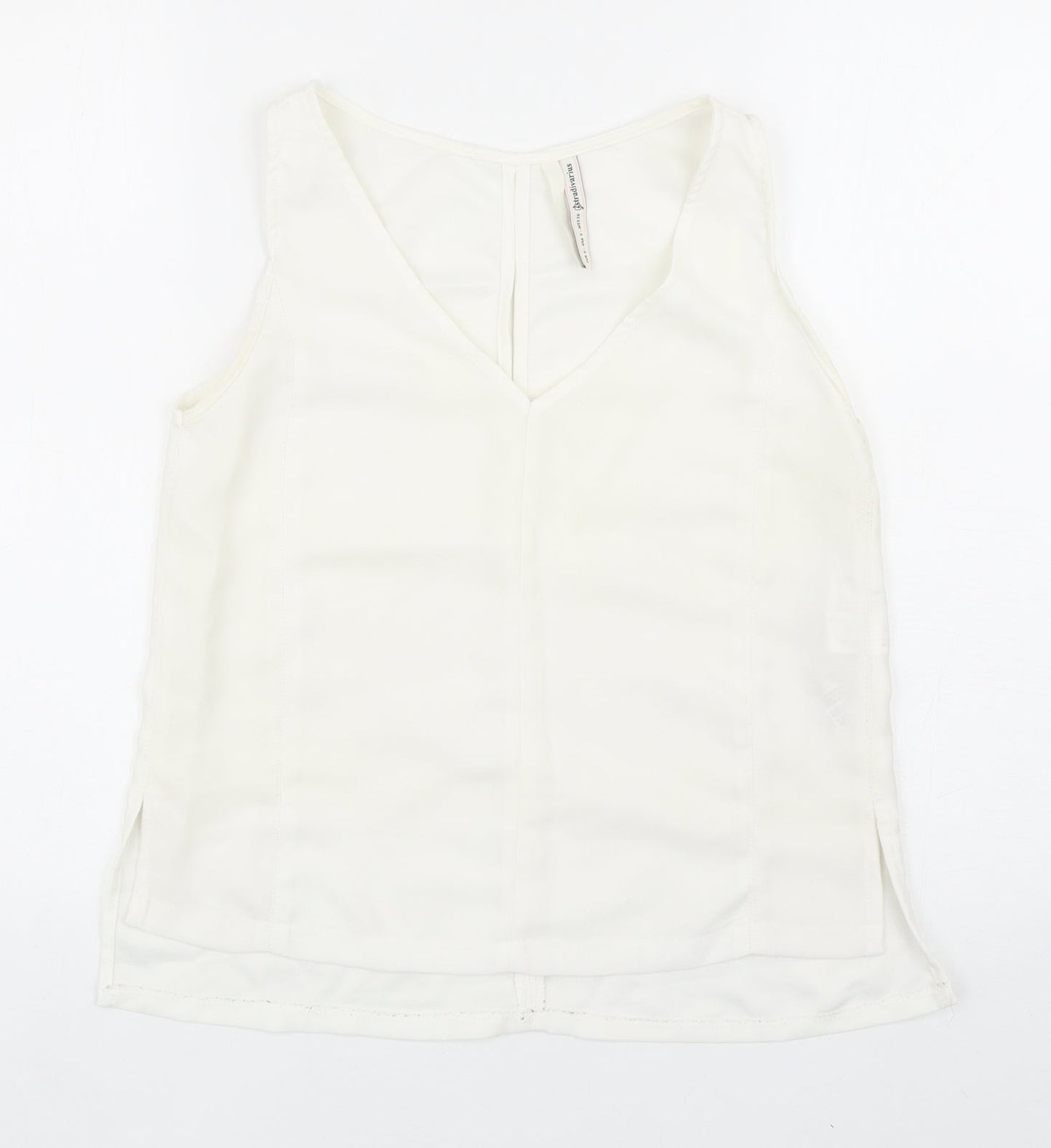 Stradivarius Womens White Polyester Basic Tank Size S V-Neck