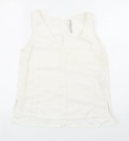 Stradivarius Womens White Polyester Basic Tank Size S V-Neck