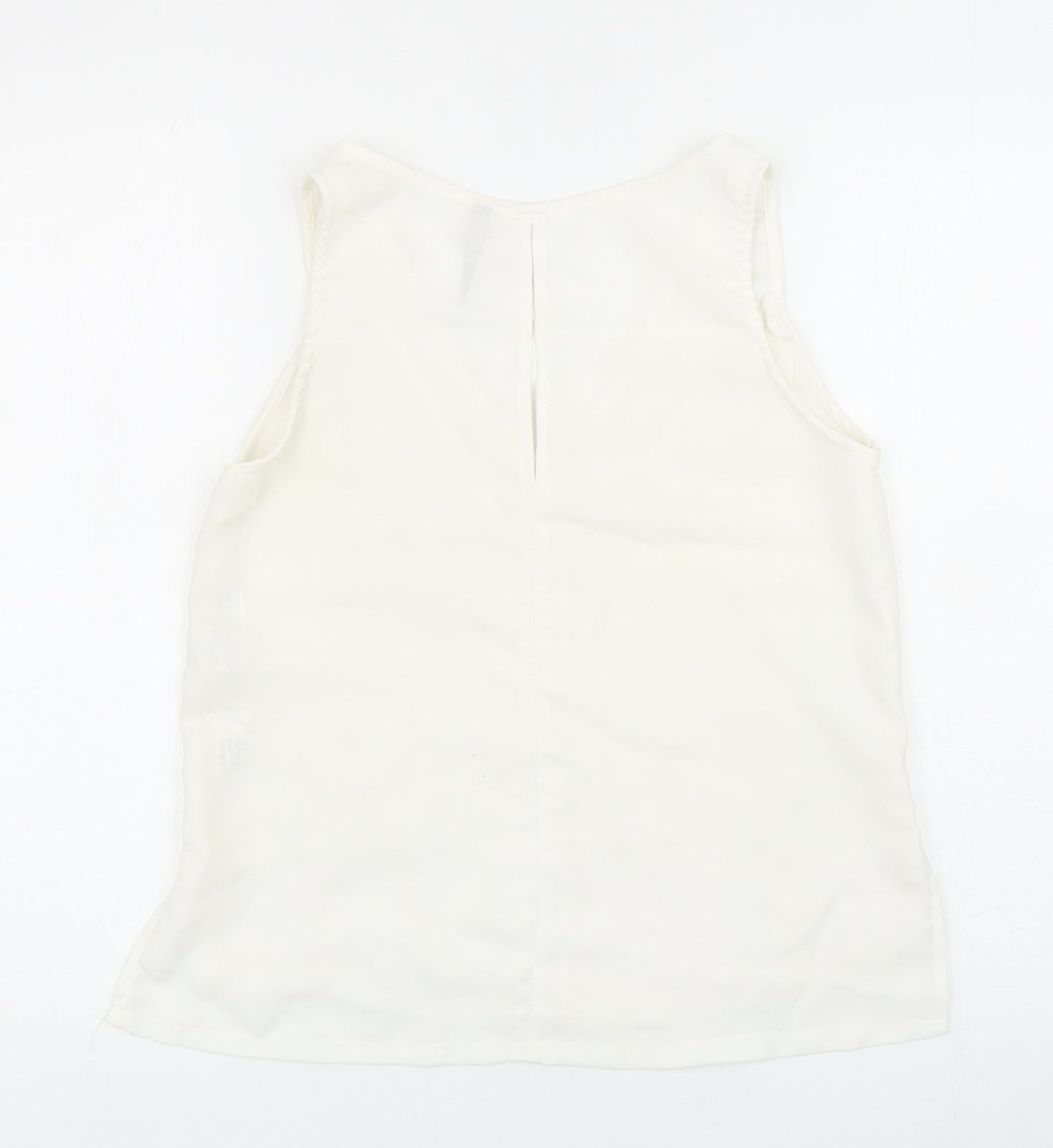 Stradivarius Womens White Polyester Basic Tank Size S V-Neck