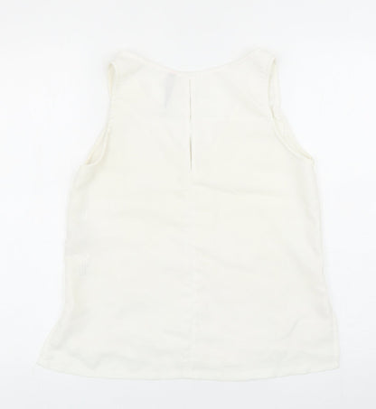 Stradivarius Womens White Polyester Basic Tank Size S V-Neck