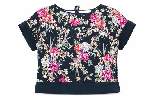 Marks and Spencer Womens Blue Floral Polyester Basic Blouse Size 10 Round Neck