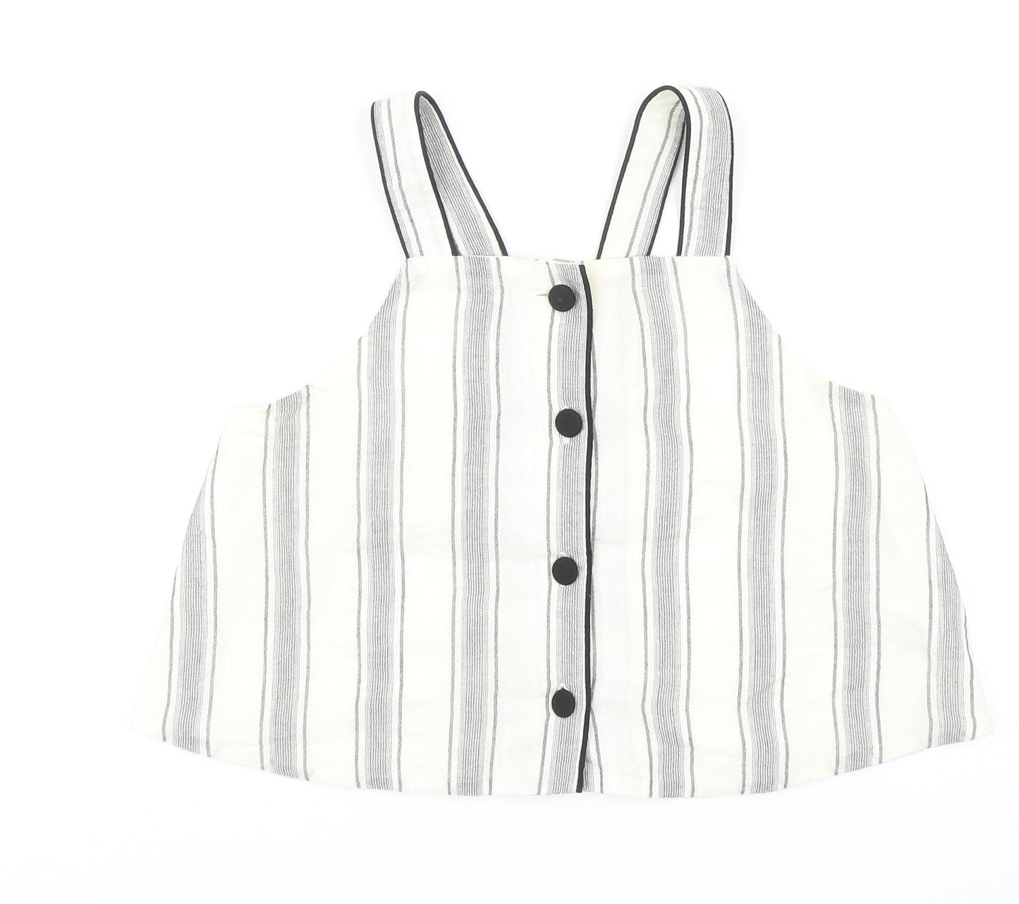 Topshop Womens Ivory Striped Cotton Basic Tank Size 6 Square Neck