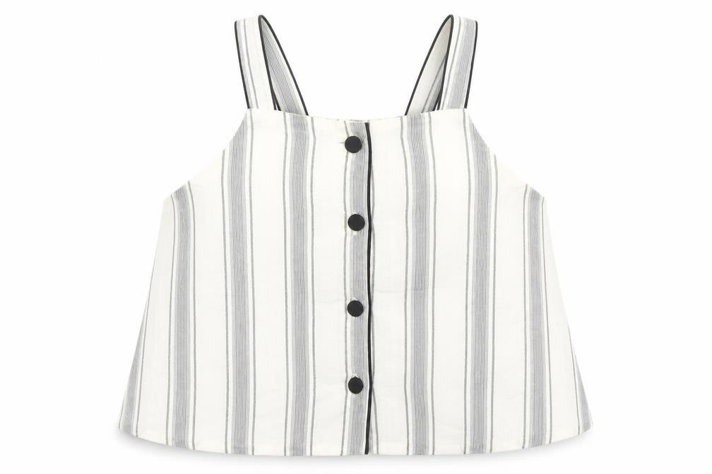 Topshop Womens Ivory Striped Cotton Basic Tank Size 6 Square Neck