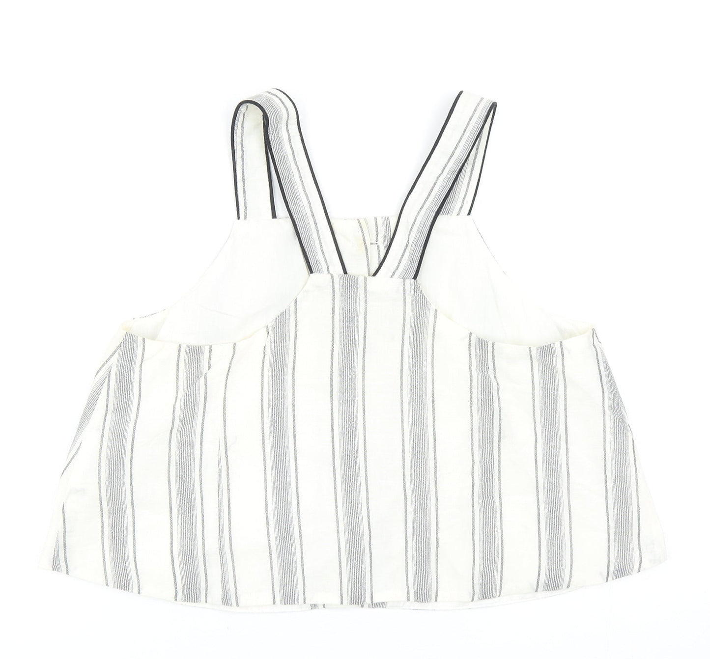 Topshop Womens Ivory Striped Cotton Basic Tank Size 6 Square Neck