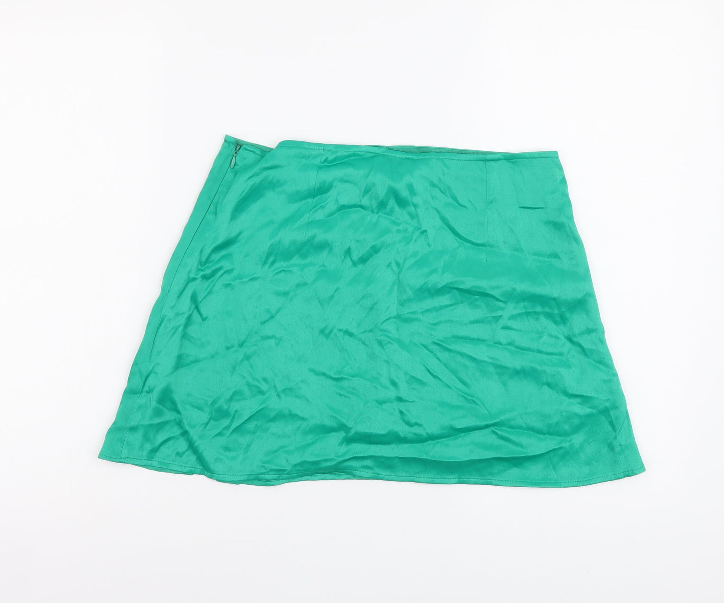Zara Womens Green Polyester Mini Skirt Size M Zip