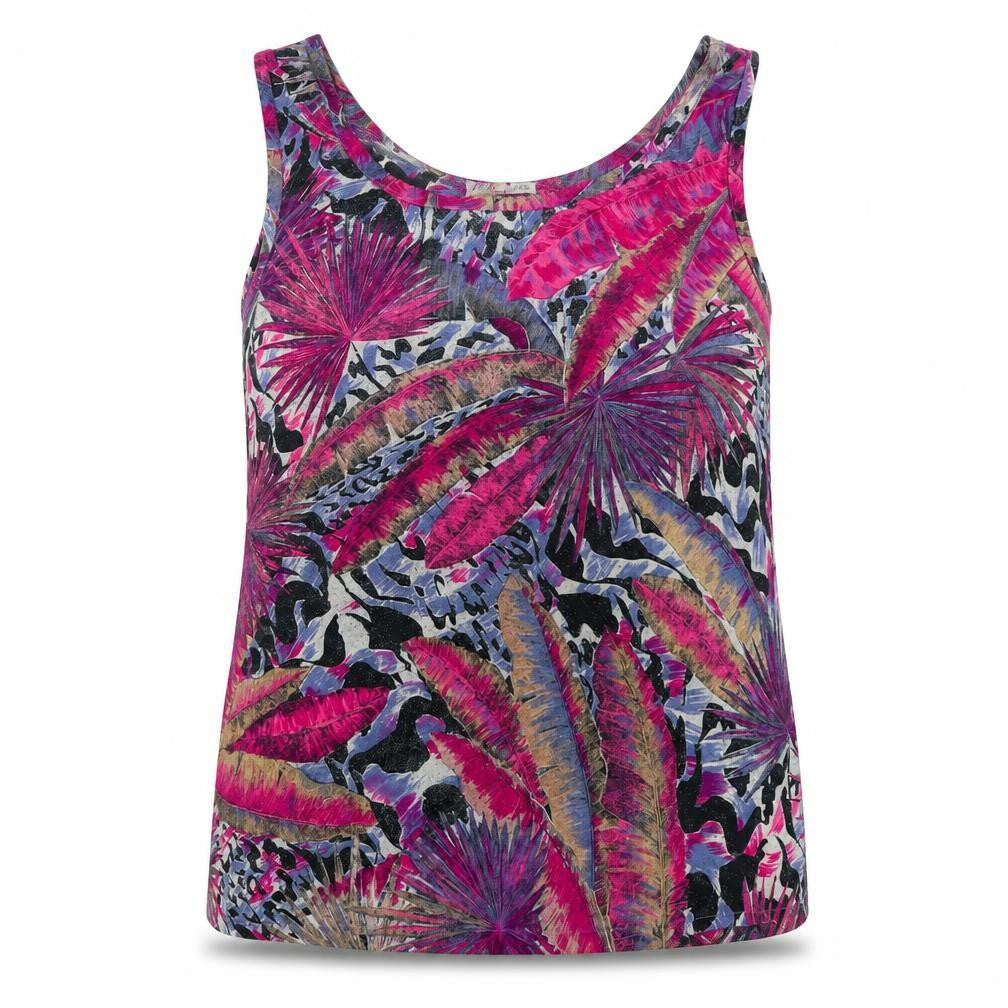 Debenhams Womens Purple Geometric Polyester Basic Tank Size 16 Round Neck