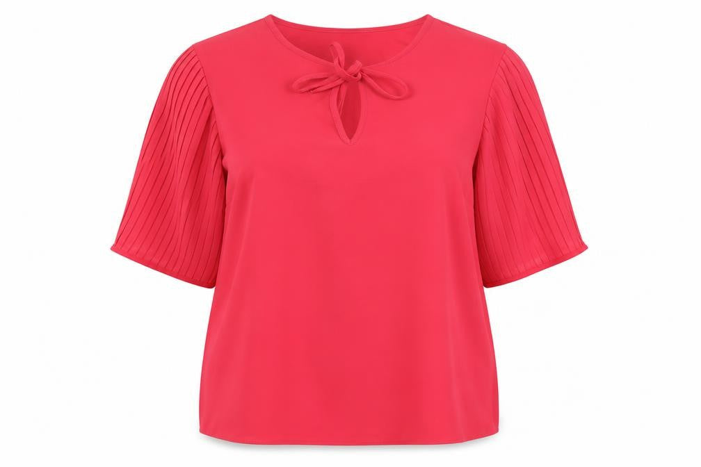 Soon Womens Pink Polyester Basic Blouse Size 16 V-Neck - Pleated Sleeves