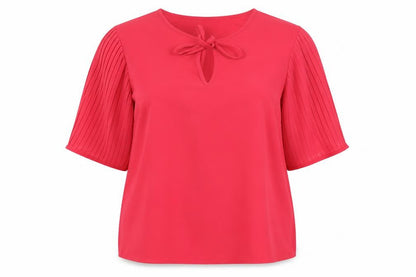 Soon Womens Pink Polyester Basic Blouse Size 16 V-Neck - Pleated Sleeves