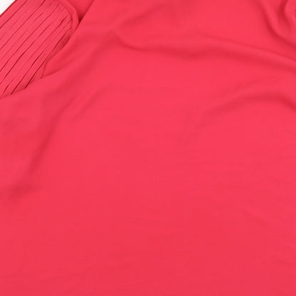 Soon Womens Pink Polyester Basic Blouse Size 16 V-Neck - Pleated Sleeves