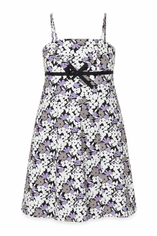 F&F Womens Multicoloured Floral Cotton A-Line Size 12 Square Neck Zip
