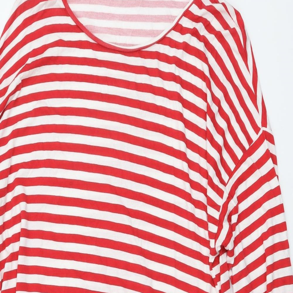 ASOS Womens Red Striped Polyester Tunic T-Shirt Size 12 Round Neck