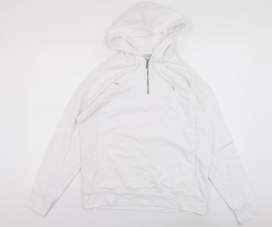 L'Couture Womens White Cotton Pullover Hoodie Size XS Zip