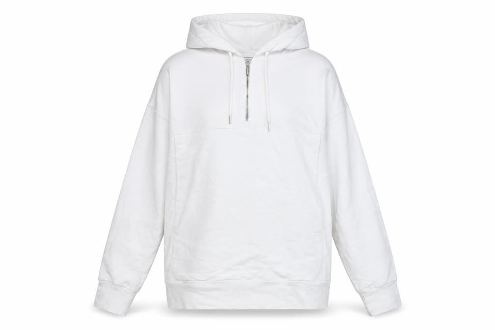 L'Couture Womens White Cotton Pullover Hoodie Size XS Zip