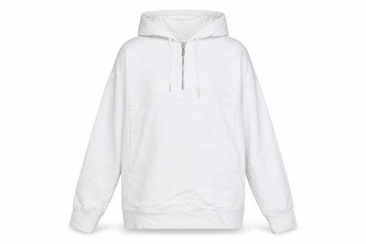 L'Couture Womens White Cotton Pullover Hoodie Size XS Zip
