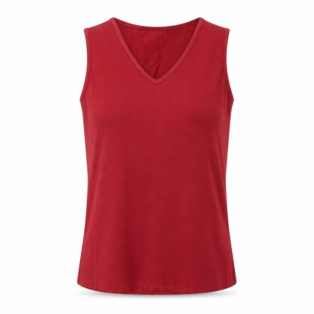 BHS Womens Red Viscose Basic Tank Size 10 V-Neck