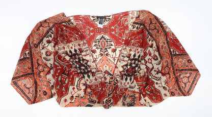 Warehouse Womens Multicoloured Geometric Polyester Cropped Blouse One Size V-Neck