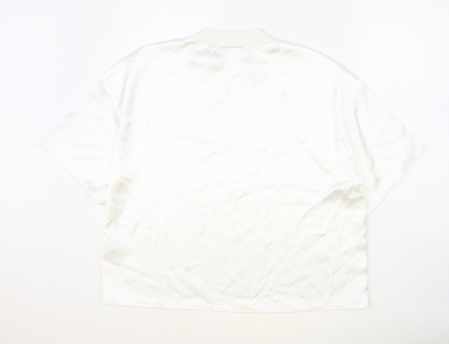 Zara Womens White Polyester Basic Blouse Size L Round Neck