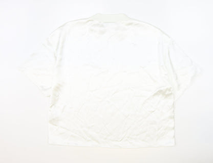 Zara Womens White Polyester Basic Blouse Size L Round Neck