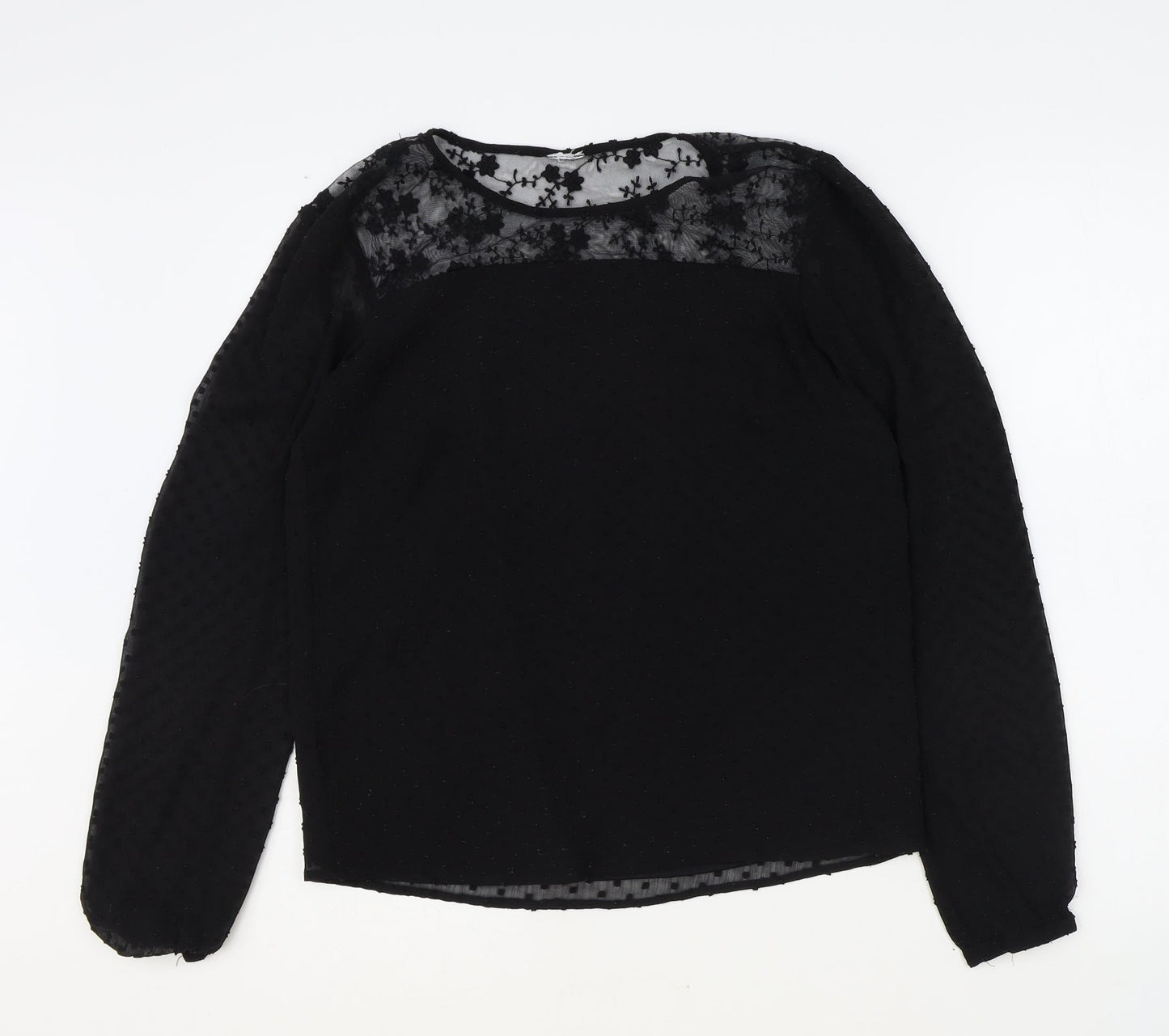Vera Moda Womens Black Polyester Basic Blouse Size S Round Neck