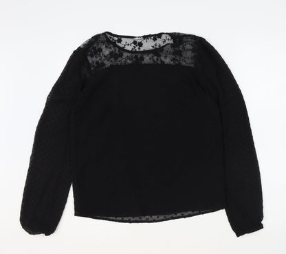 Vera Moda Womens Black Polyester Basic Blouse Size S Round Neck