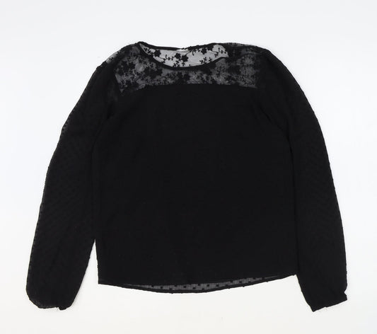 Vera Moda Womens Black Polyester Basic Blouse Size S Round Neck