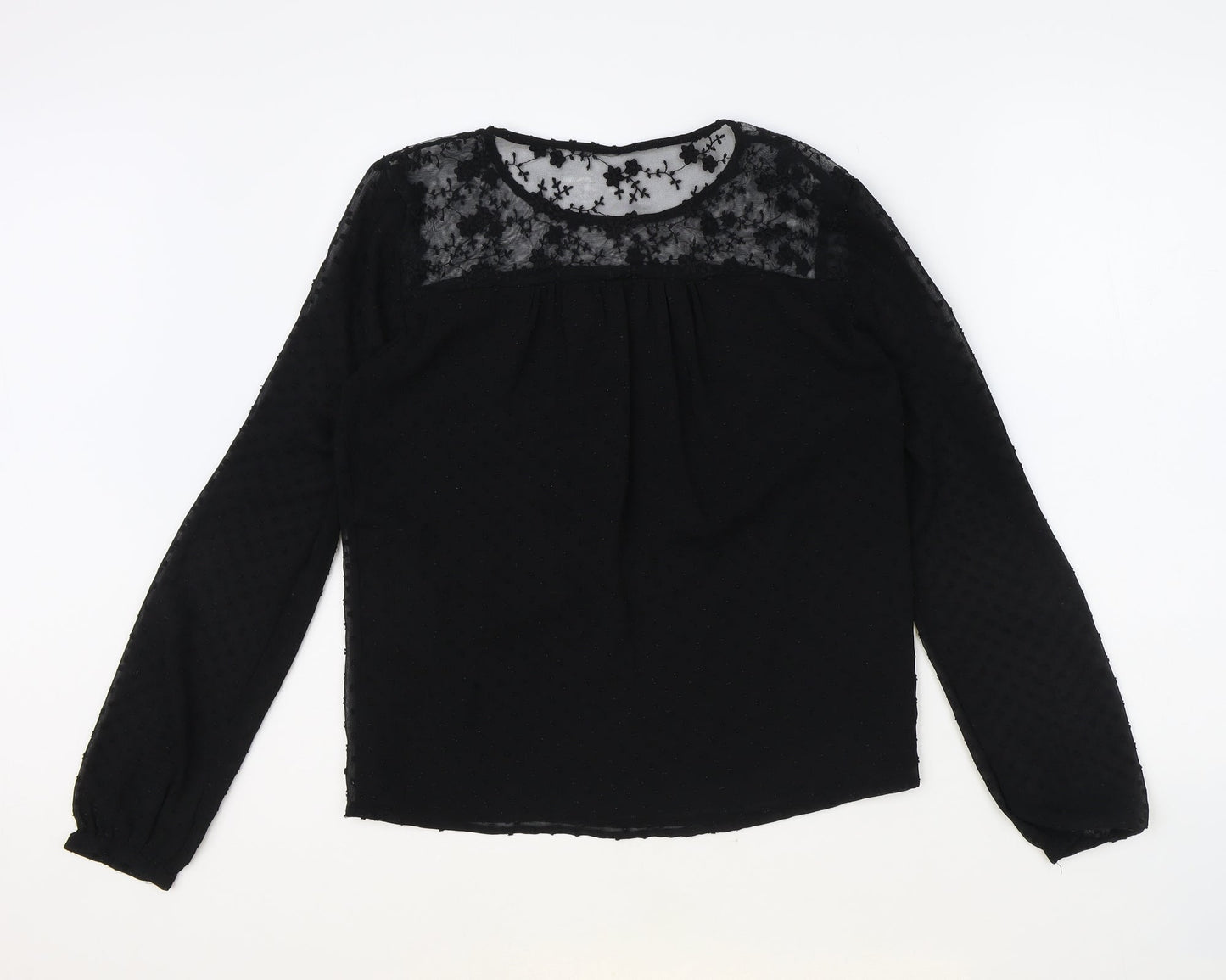 Vera Moda Womens Black Polyester Basic Blouse Size S Round Neck