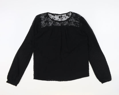 Vera Moda Womens Black Polyester Basic Blouse Size S Round Neck