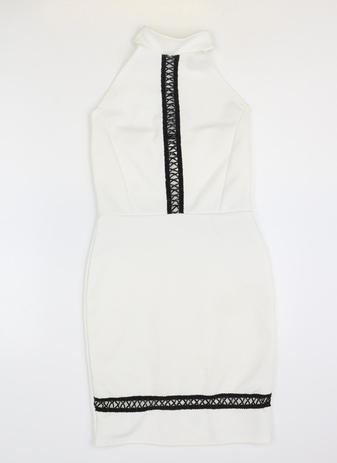 Quiz Womens White Polyester Pencil Dress Size 6 Halter Button