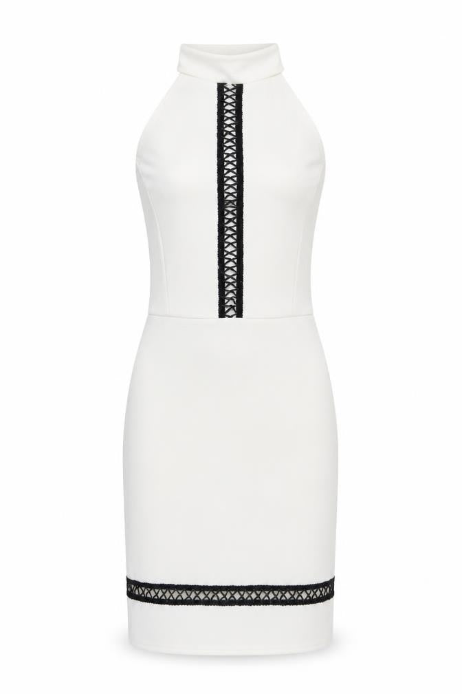 Quiz Womens White Polyester Pencil Dress Size 6 Halter Button