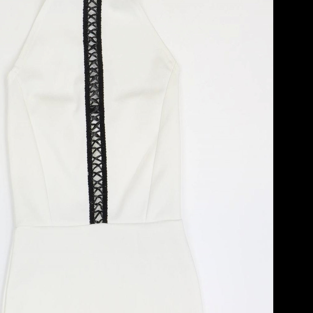 Quiz Womens White Polyester Pencil Dress Size 6 Halter Button