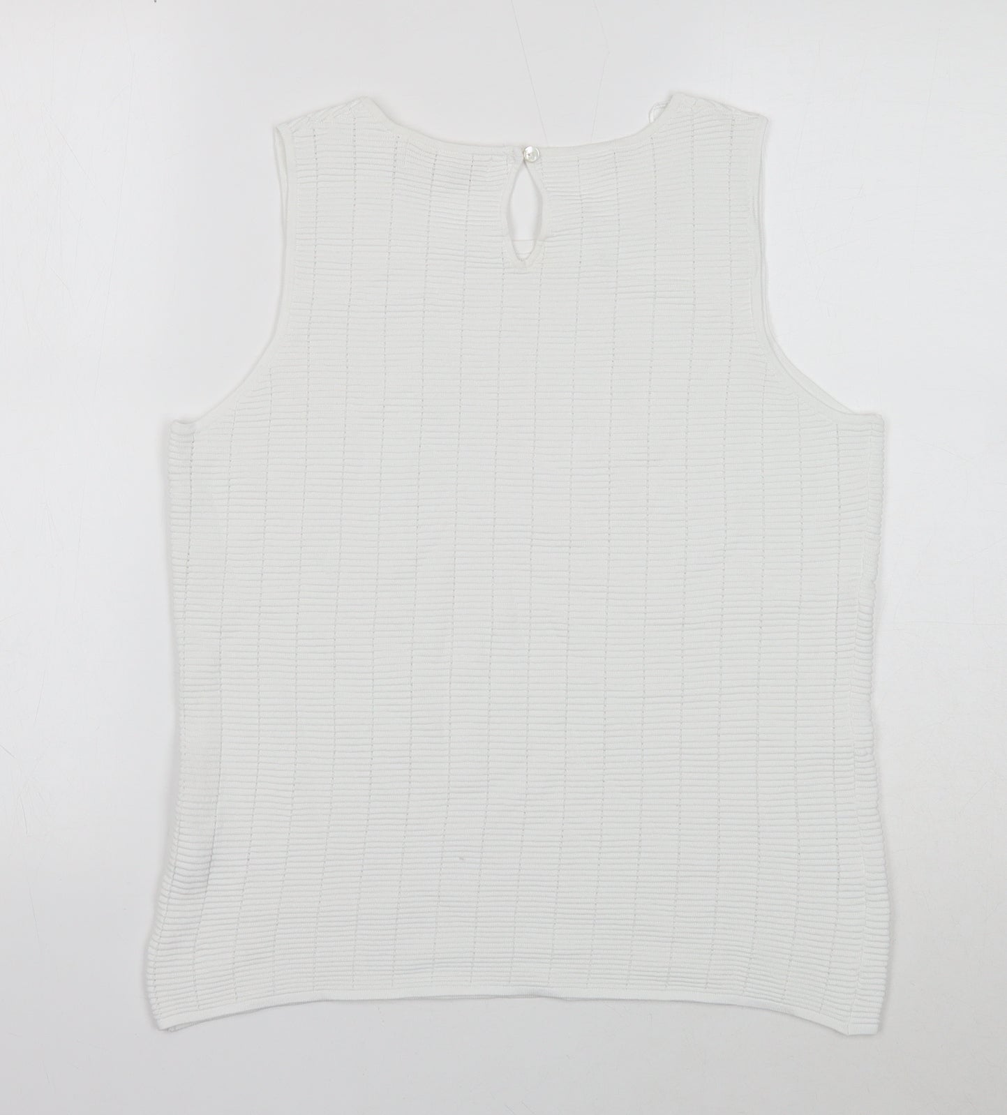 NEXT Womens White Round Neck Viscose Vest Jumper Size 16